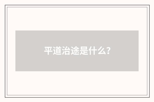 平道治途是什么?