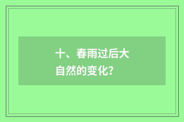 十、春雨过后大自然的变化?