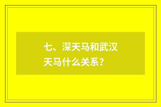 七、深天马和武汉天马什么关系?