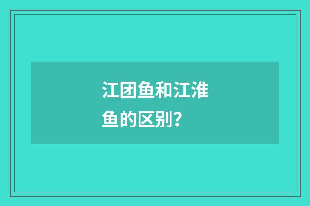 江团鱼和江淮鱼的区别?
