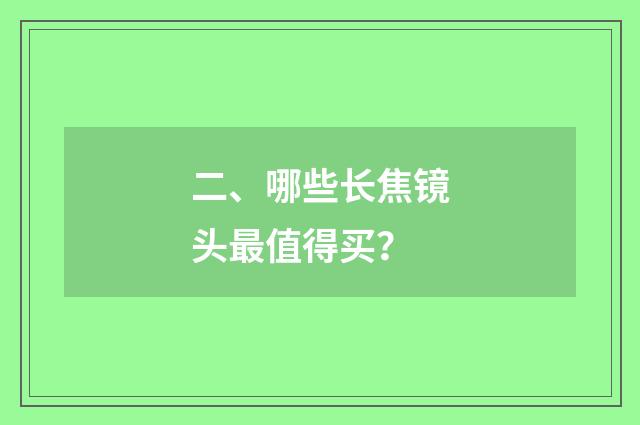二、哪些长焦镜头最值得买?