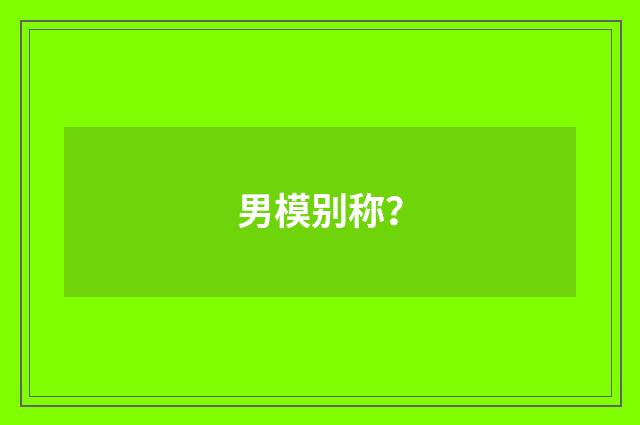 男模别称?