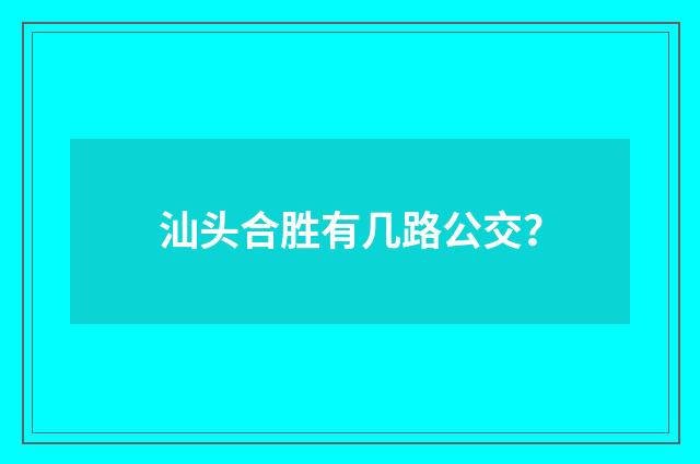 汕头合胜有几路公交?