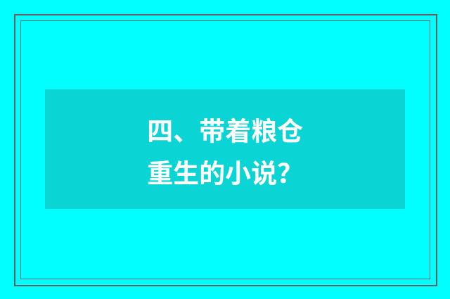 四、带着粮仓重生的小说?