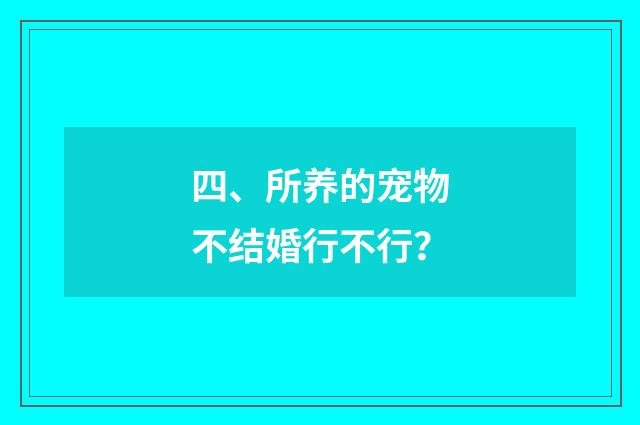 四、所养的宠物不结婚行不行?