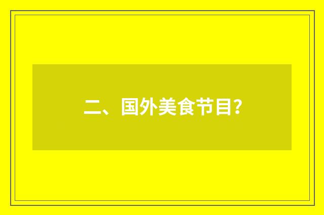 二、国外美食节目？