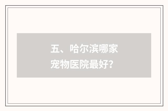 五、哈尔滨哪家宠物医院最好？