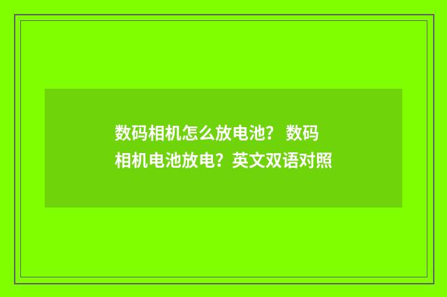 数码相机怎么放电池? 数码相机电池放电?英文双语对照