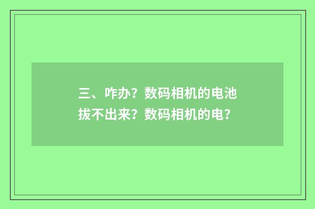 三、咋办？数码相机的电池拔不出来？数码相机的电？