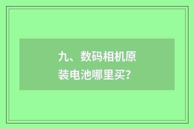 九、数码相机原装电池哪里买?