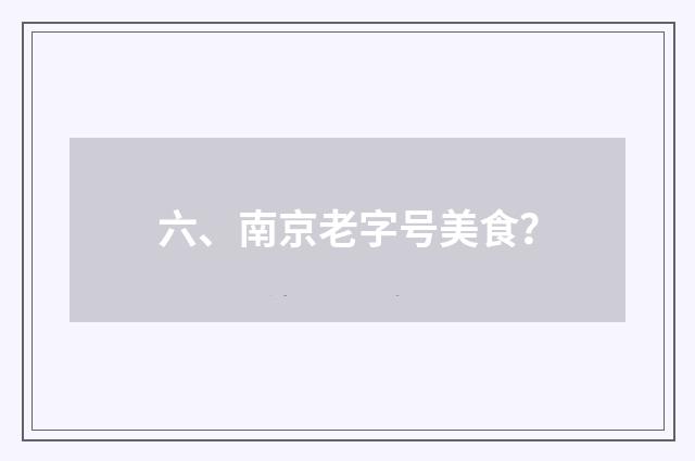 六、南京老字号美食？