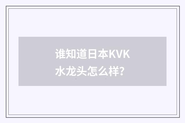 谁知道日本KVK水龙头怎么样?
