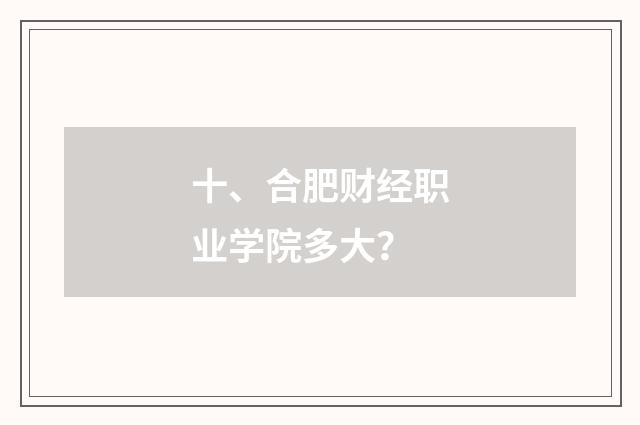 十、合肥财经职业学院多大？