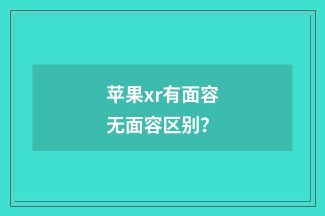 苹果xr有面容无面容区别？