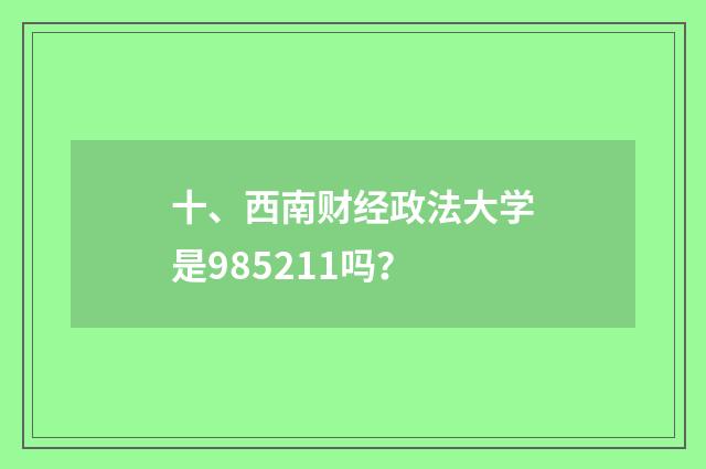 十、西南财经政法大学是985211吗？
