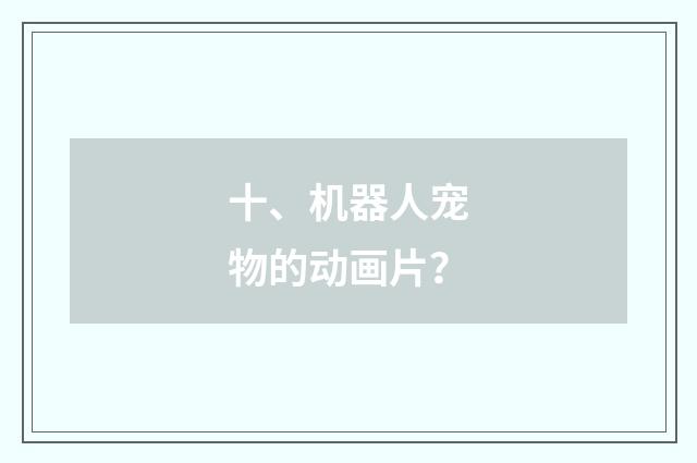 十、机器人宠物的动画片？