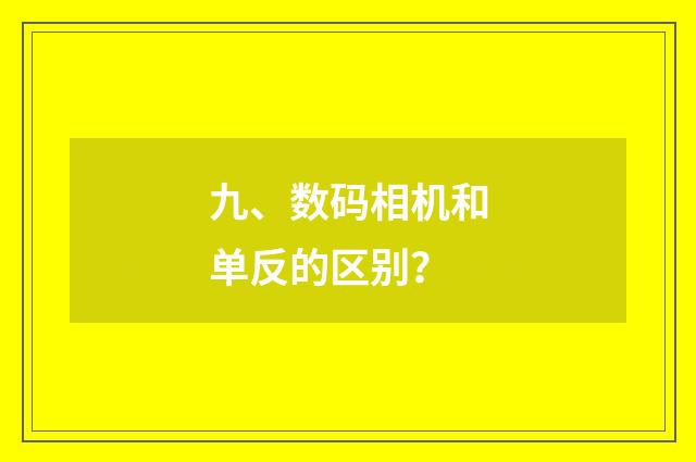 九、数码相机和单反的区别？