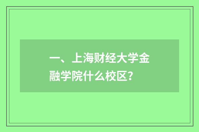 一、上海财经大学金融学院什么校区？