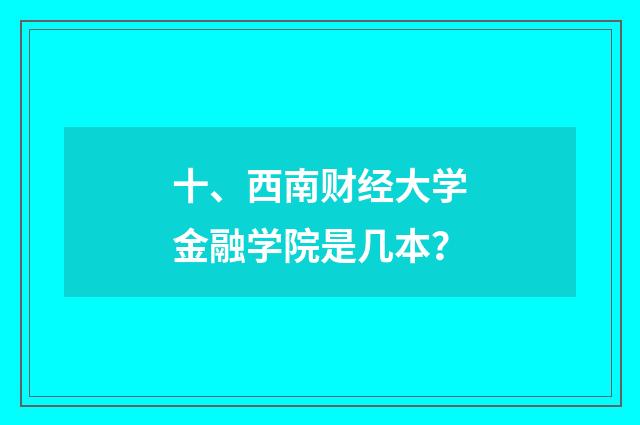 十、西南财经大学金融学院是几本?
