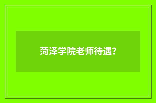 菏泽学院老师待遇?
