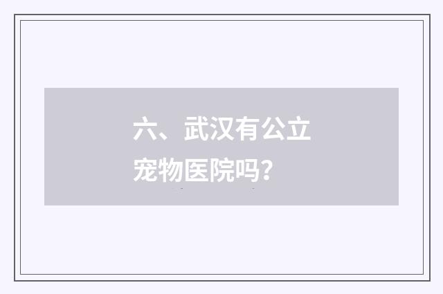 六、武汉有公立宠物医院吗?