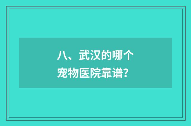 八、武汉的哪个宠物医院靠谱？