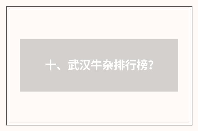 十、武汉牛杂排行榜？