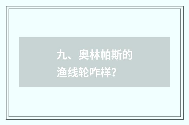 九、奥林帕斯的渔线轮咋样?
