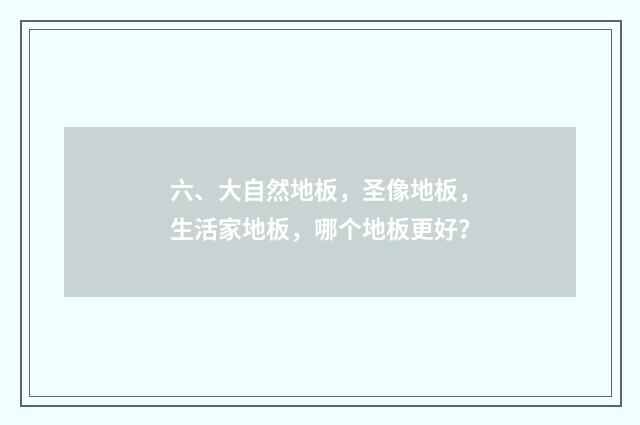 六、大自然地板，圣像地板，生活家地板，哪个地板更好？