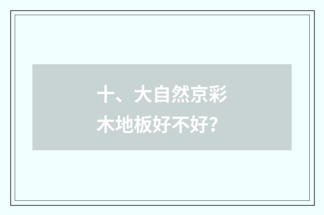 十、大自然京彩木地板好不好?