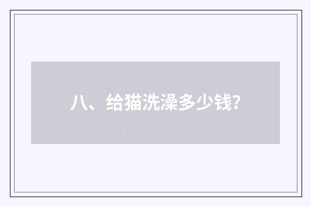 八、给猫洗澡多少钱？