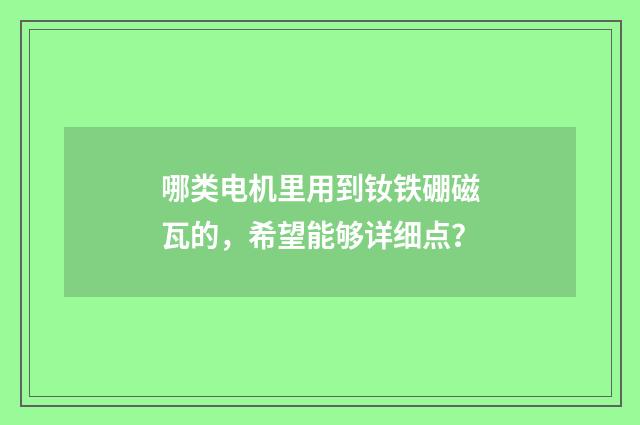 哪类电机里用到钕铁硼磁瓦的,希望能够详细点?