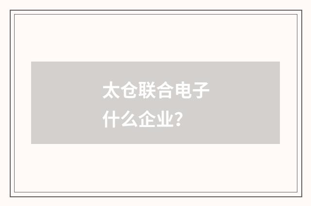 太仓联合电子什么企业?