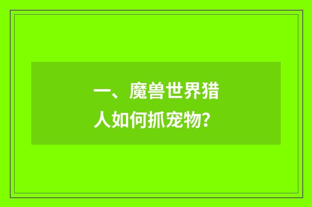 一、魔兽世界猎人如何抓宠物?