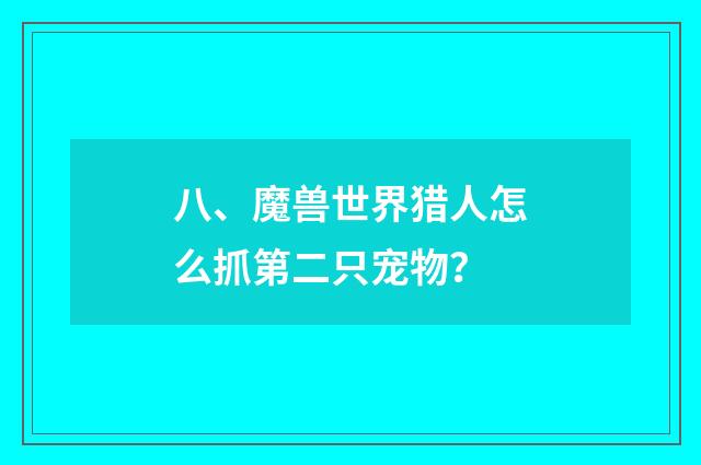 八、魔兽世界猎人怎么抓第二只宠物?