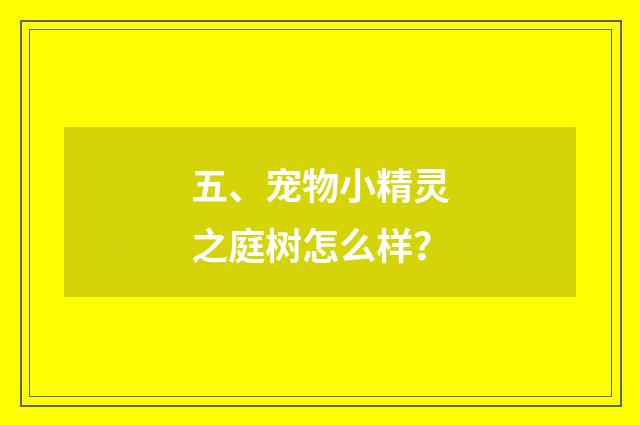 五、宠物小精灵之庭树怎么样?