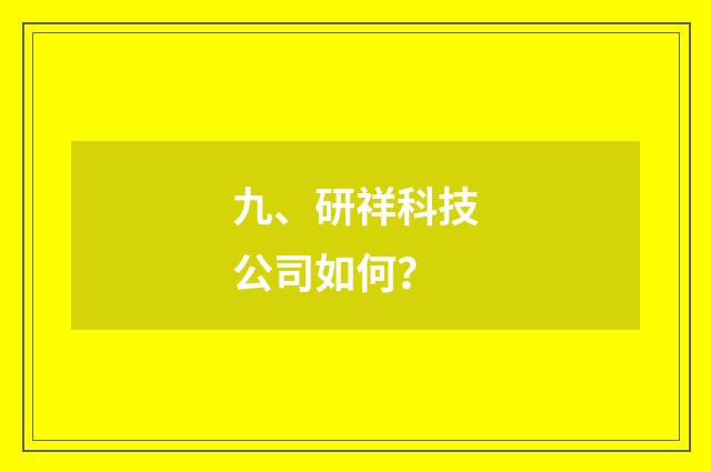 九、研祥科技公司如何?