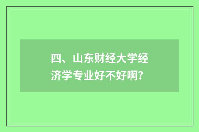 四、山东财经大学经济学专业好不好啊?