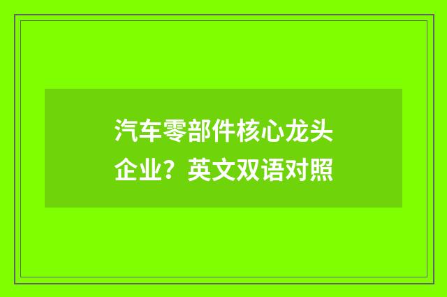汽车零部件核心龙头企业？英文双语对照