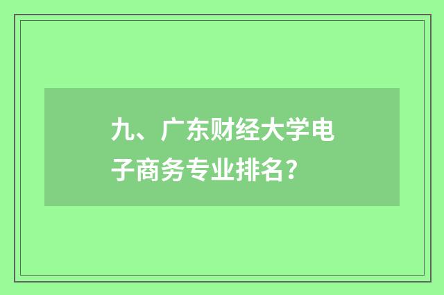 九、广东财经大学电子商务专业排名?