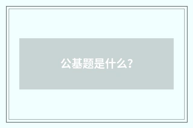 公基题是什么?
