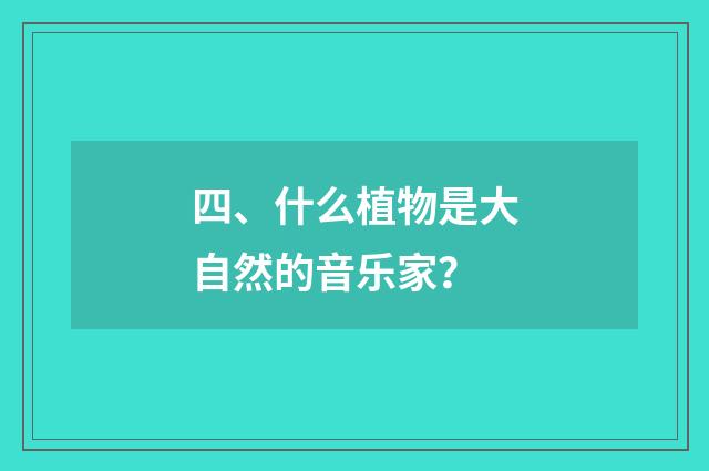 四、什么植物是大自然的音乐家？