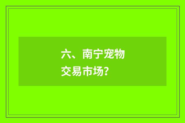六、南宁宠物交易市场?