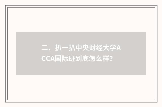 二、扒一扒中央财经大学ACCA国际班到底怎么样？