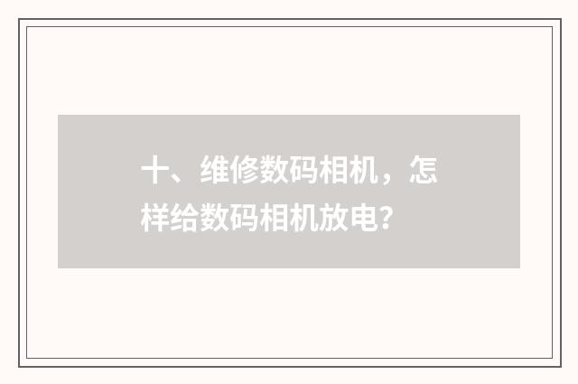 十、维修数码相机,怎样给数码相机放电?