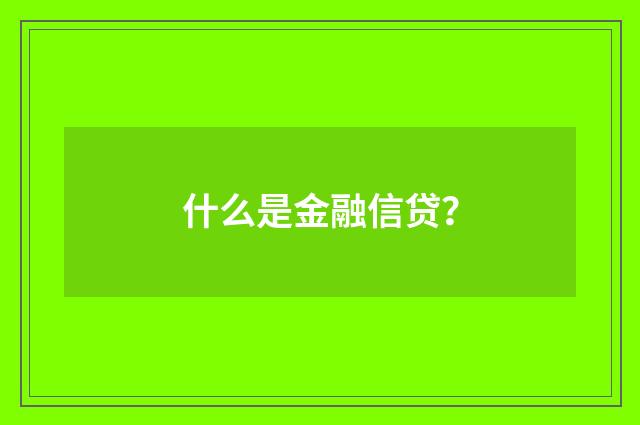 什么是金融信贷?