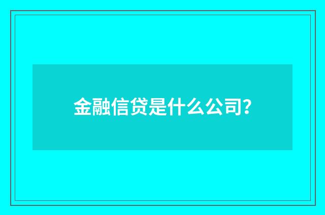金融信贷是什么公司?