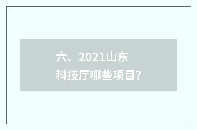 六、2021山东科技厅哪些项目?