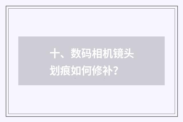 十、数码相机镜头划痕如何修补？