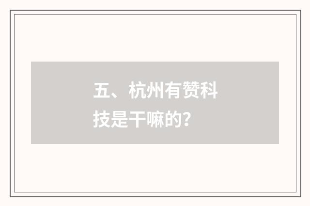五、杭州有赞科技是干嘛的？